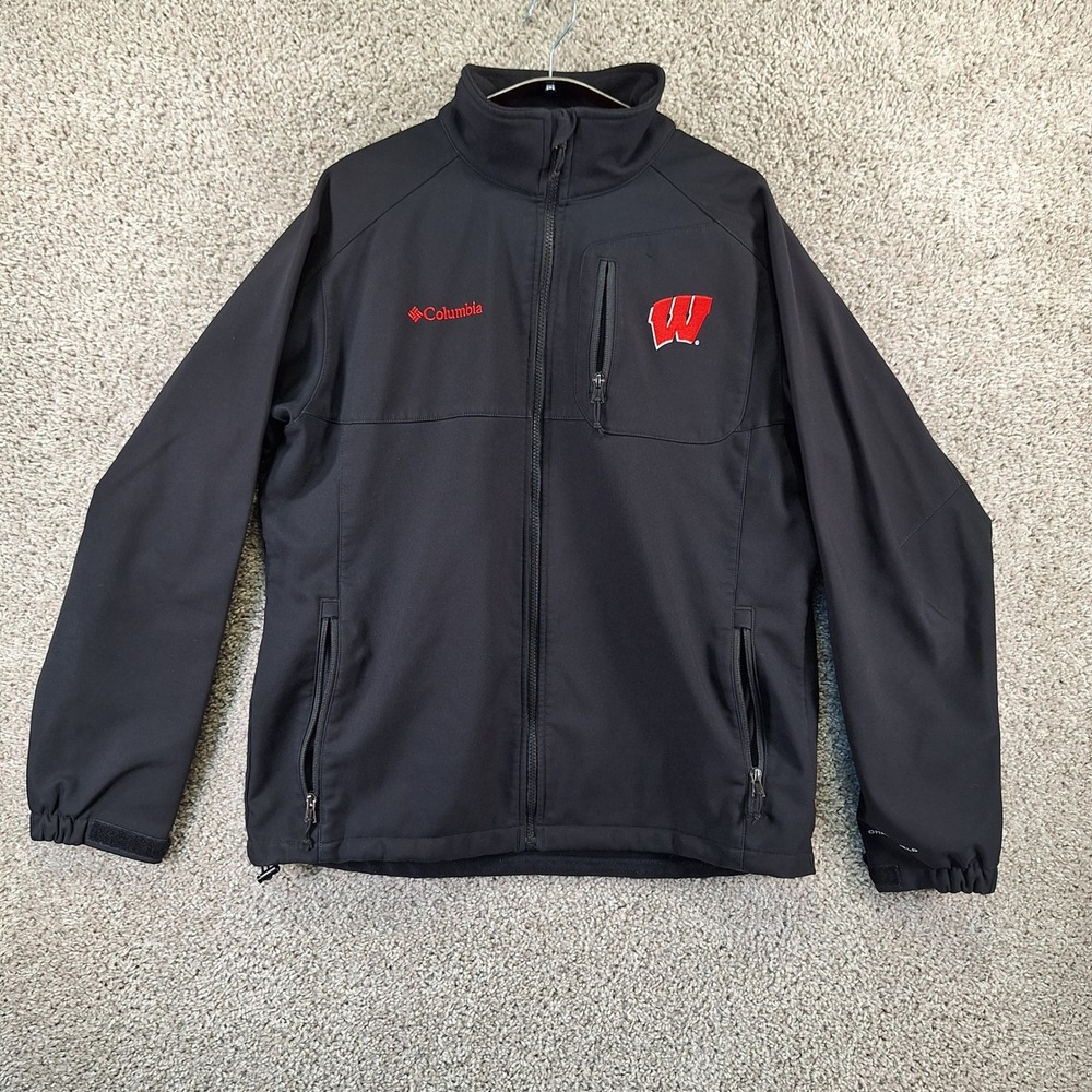 Columbia Jacket Mens Large Black Wisconsin Badgers Omni-Shield Gorpcore Sporty
